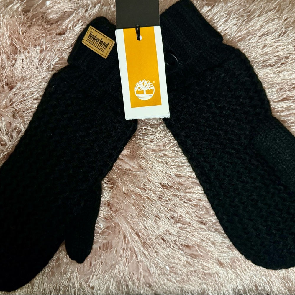 Timberland Black Knit Mittens